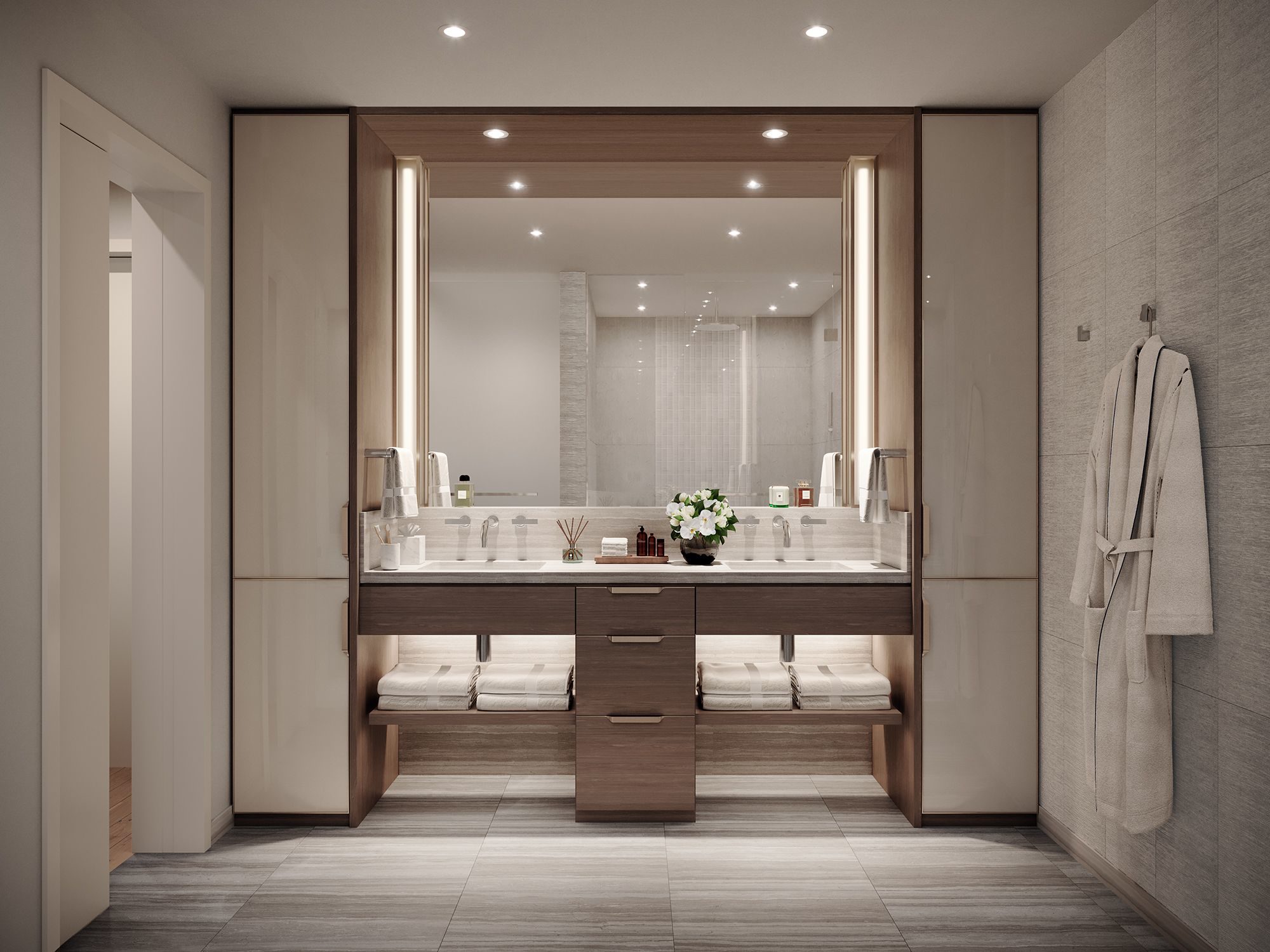 Bathroom vanity with double sinks