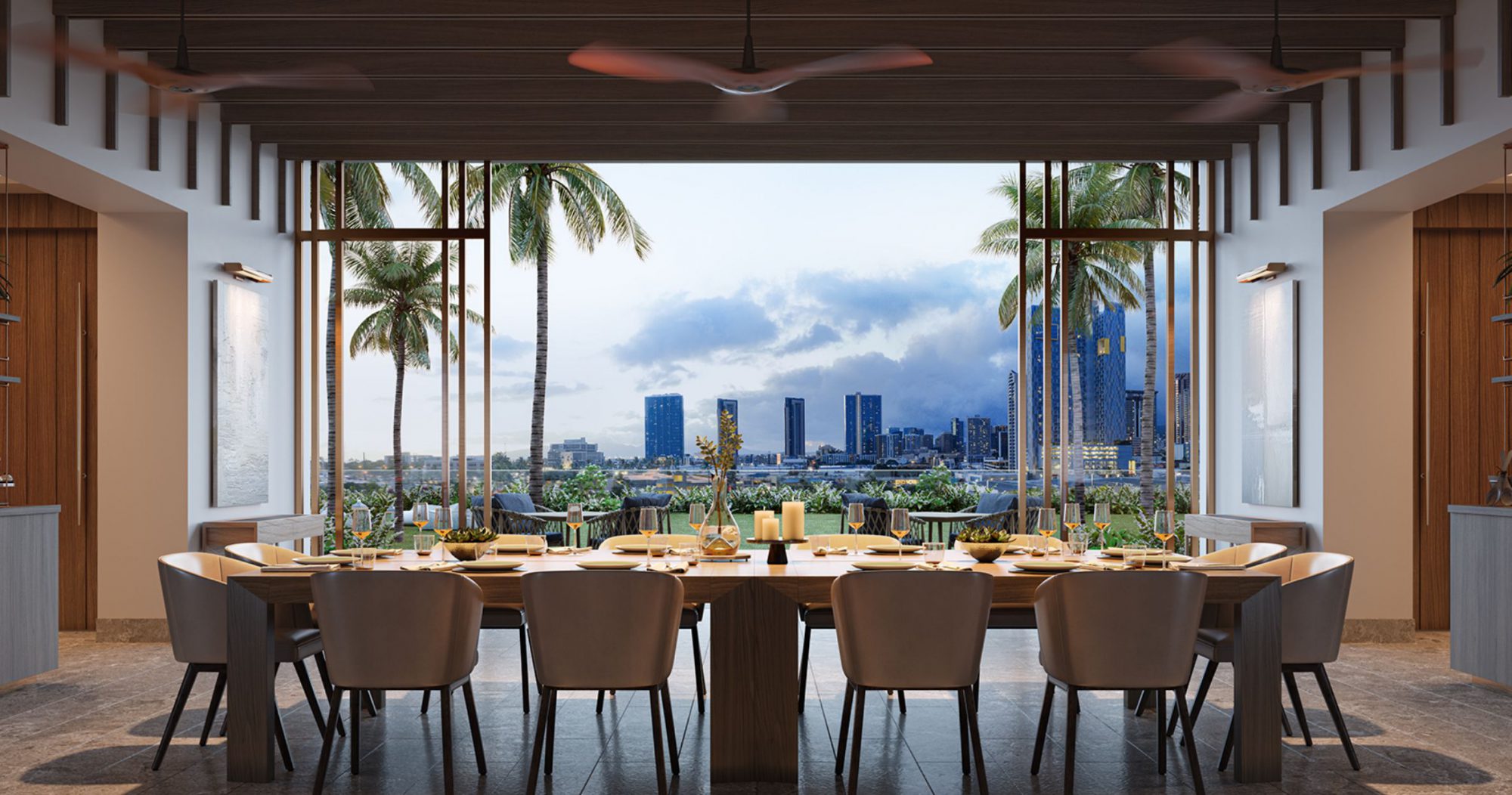 俯瞰城市美景的私人餐厅，可以容纳 12 人共同进餐